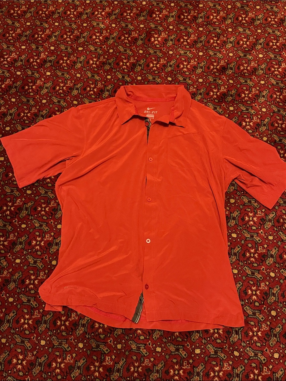 Nike Men's Button-Down Casual Shirt in Bright Red